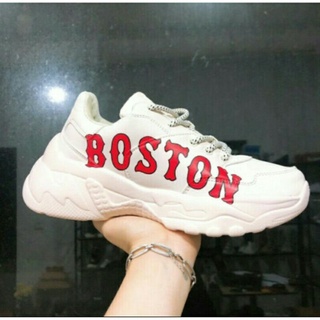 [Hot+video thật+🎁] GIÀY BOSTON - MLB BOSTON nữ, nam trắng chữ đỏ kiểu dáng trẻ trung đi êm tăng chiều cao