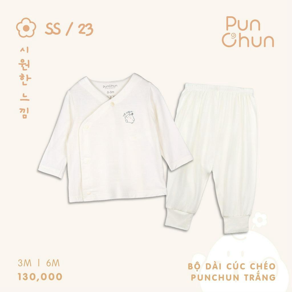 Punchun bộ dài tay cúc chéo dành cho bé sơ sinh từ sơ sinh đến 6 tháng SS2023D03