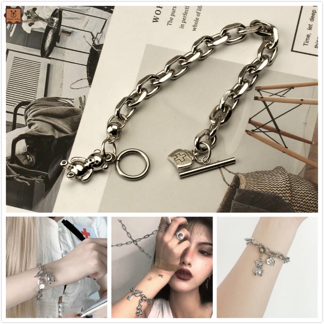 Vòng tay kim loại mặt hình gấu đáng yêu cho cặp đôi