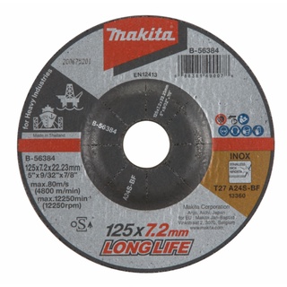 ĐÁ MÀI 125mm CAO CẤP CHO CÔNG NGHIỆP NẶNG A24S MAKITA 125X 7.2 X 22.23, B-56384 - CHÍNH HÃNG