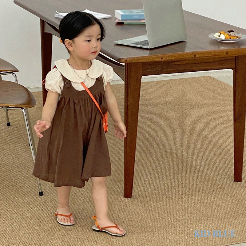 Jumpsuit Phối Nút Thời Trang Mùa Hè Nhật Hàn Dễ Thương Dành Cho Bé Gái
