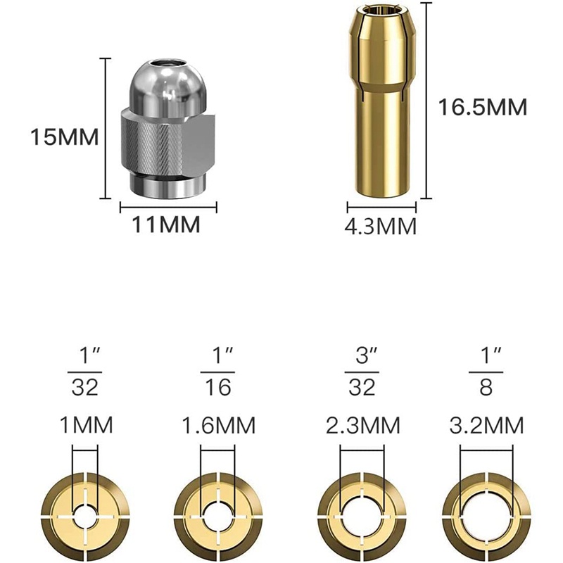 Bộ 10 Đầu Kẹp Mũi Khoan Bằng Đồng Thau Thay Thế Cho Dremel 4485