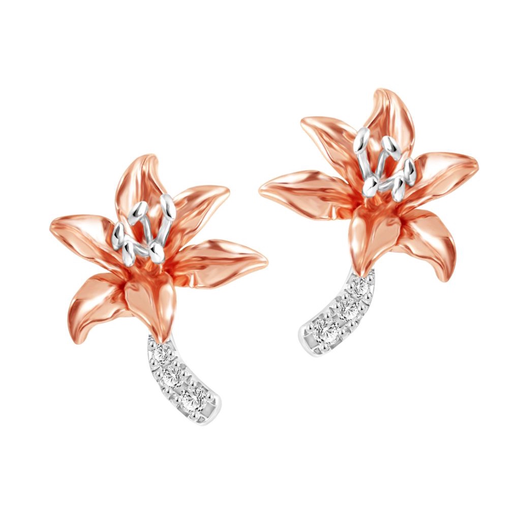 PRIMA Bông Tai Kim Cương - Vàng 9K - Hoa Lily Tháng 5 - BST Birth Flower - 991E1387