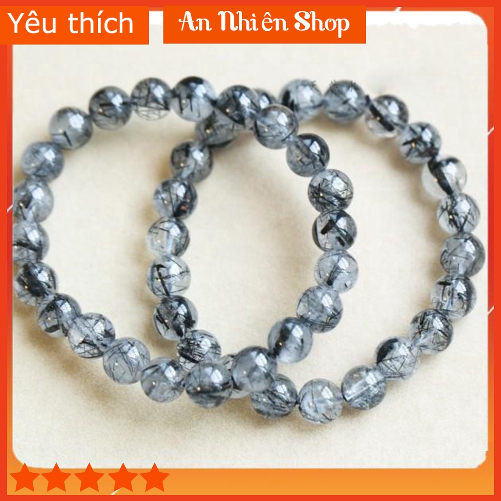 Chuỗi Vòng T.A Tóc Đen Phong Thủy Mạng THỦY và MỘC size 8mm