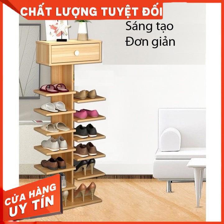 Kệ giày gỗ 7 tầng, kệ giày hình cây gỗ công nghiệp chống ẩm MDF cao cấp