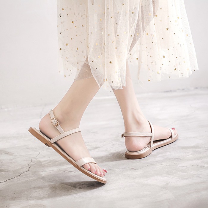 Gìay sandal đế bằng thời trang mã S12 quai ngang kiểu dáng thanh lịch hàng chuẩn