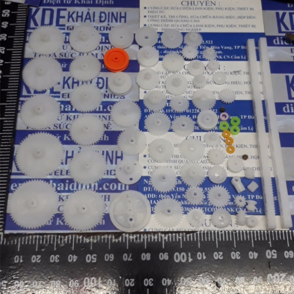 bộ 75 bánh răng, đĩa ròng rọc nhựa các loại + DÂY XU kde4948