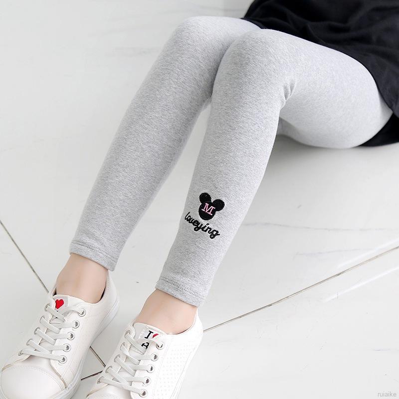 Quần Legging Thêu Hình Chuột Mickey Cho Bé Gái Từ 2-11 Tuổi