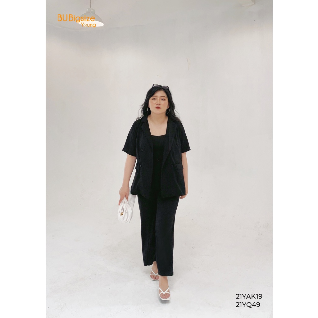 [Mã BMINC50 giảm 50K đơn 150K] Quần ống suông xẻ trước BIGSIZE 55kg đến 95kg - 21YQ49 - [BU Bigsize Young]