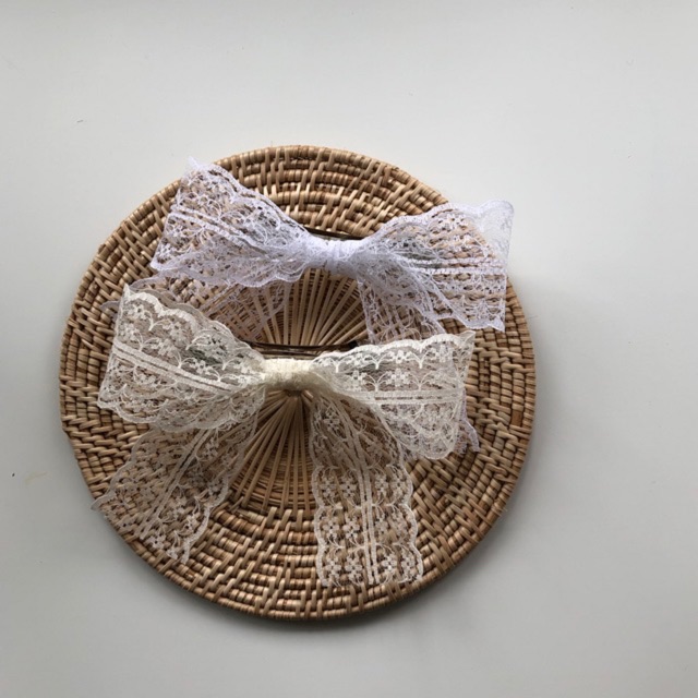 LITRA _ KẸP NƠ REN BE & TRẮNG