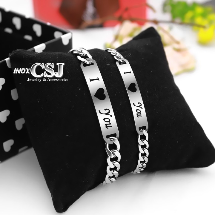 LẮC VÒNG TAY CẶP ĐÔI INOX I LOVE YOU ĐẸP Ý NGHĨA CP006 (02 chiếc)