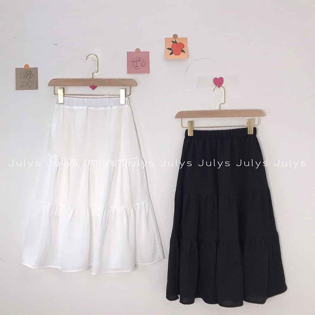 VNXK) CHÂN VÁY VON NỮ XÒE 3 TẦNG VINTAGE TRẮNG ĐEN | BigBuy360 - bigbuy360.vn