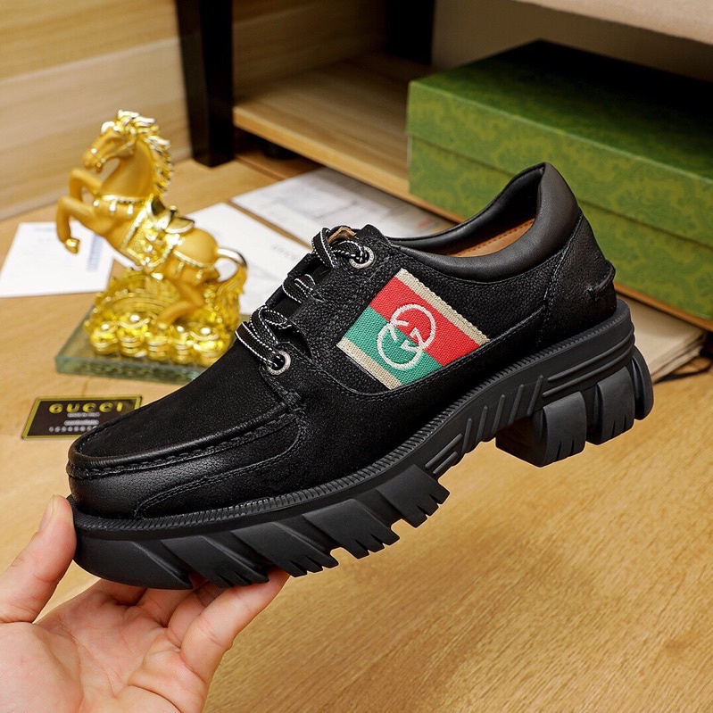 Giày oxfords buộc dây mẫu mới cho nam thương hiệu Gucci GG/GC cao cấp da thật