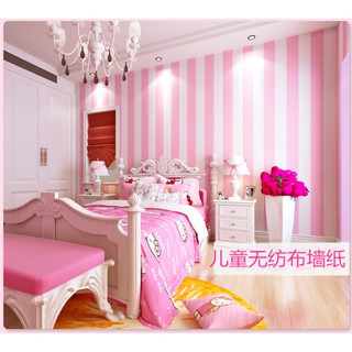Decal 1m giấy dán tường khổ rộng 45cm - sọc trắng hồng ell166