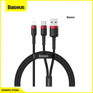 Cáp sạc nhanh 2 đầu cho iPhone Baseus Cafule USB + Type-C to Lightning 2-in-1 (5V/2.4A/ 18W PD, Fast charge Cable)