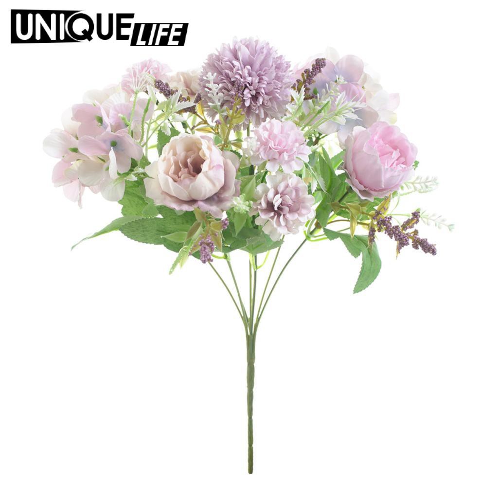 Bó Hoa Mẫu Đơn Giả 7 Bông Bằng Lụa Nhẹ Màu Hồng Nhạt