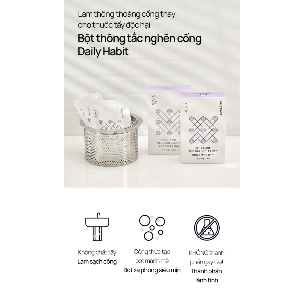 DAILY HABIT Bột thông tắc nghẽn cống hộp 4 gói