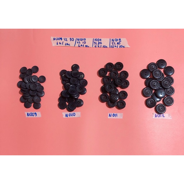 Combo 10 nút áo,cúc áo,khuy áo size vừa N009-N012
