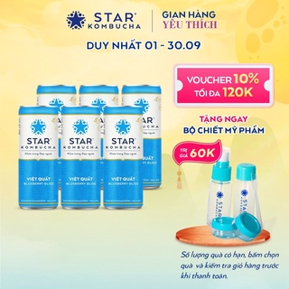 TRÀ KOMBUCHA Việt Quất / Blueberry Bliss (250ml/lon)/Thùng 12Lon - Star Kombucha.