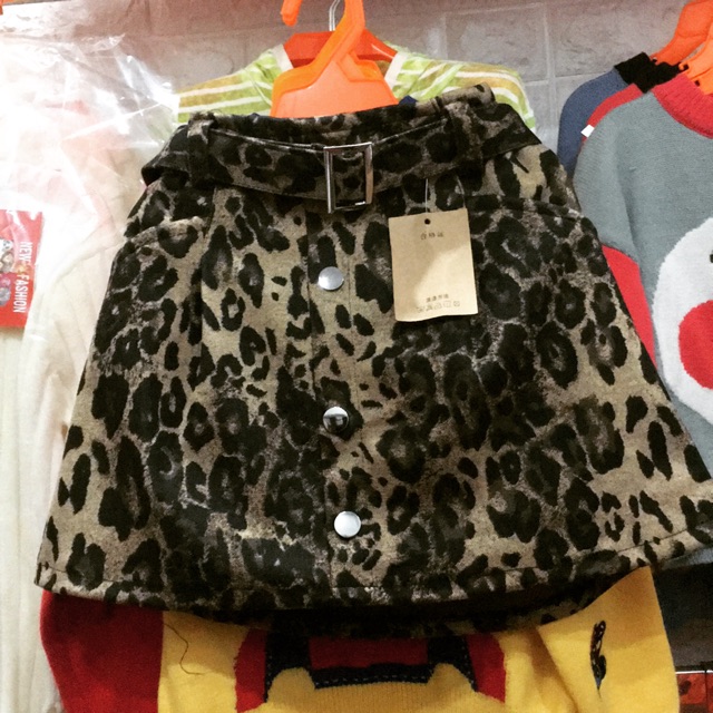 Chân váy da báo lót nỉ lông dày dặn bé gái