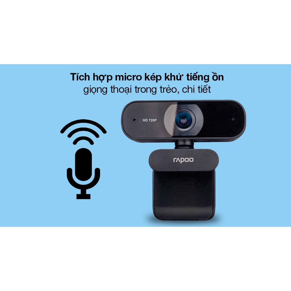 Webcam Máy Tính Học và Làm việc Online Genius 1000X -  Rapoo C200 HD 720p - Hàng Chính Hãng Bảo Hành 1 năm