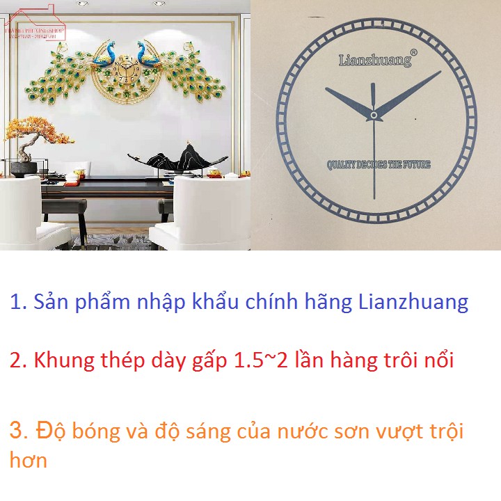 Đồng Hồ Treo Tường Trang Trí Chim Công Uyên Ương TP-066