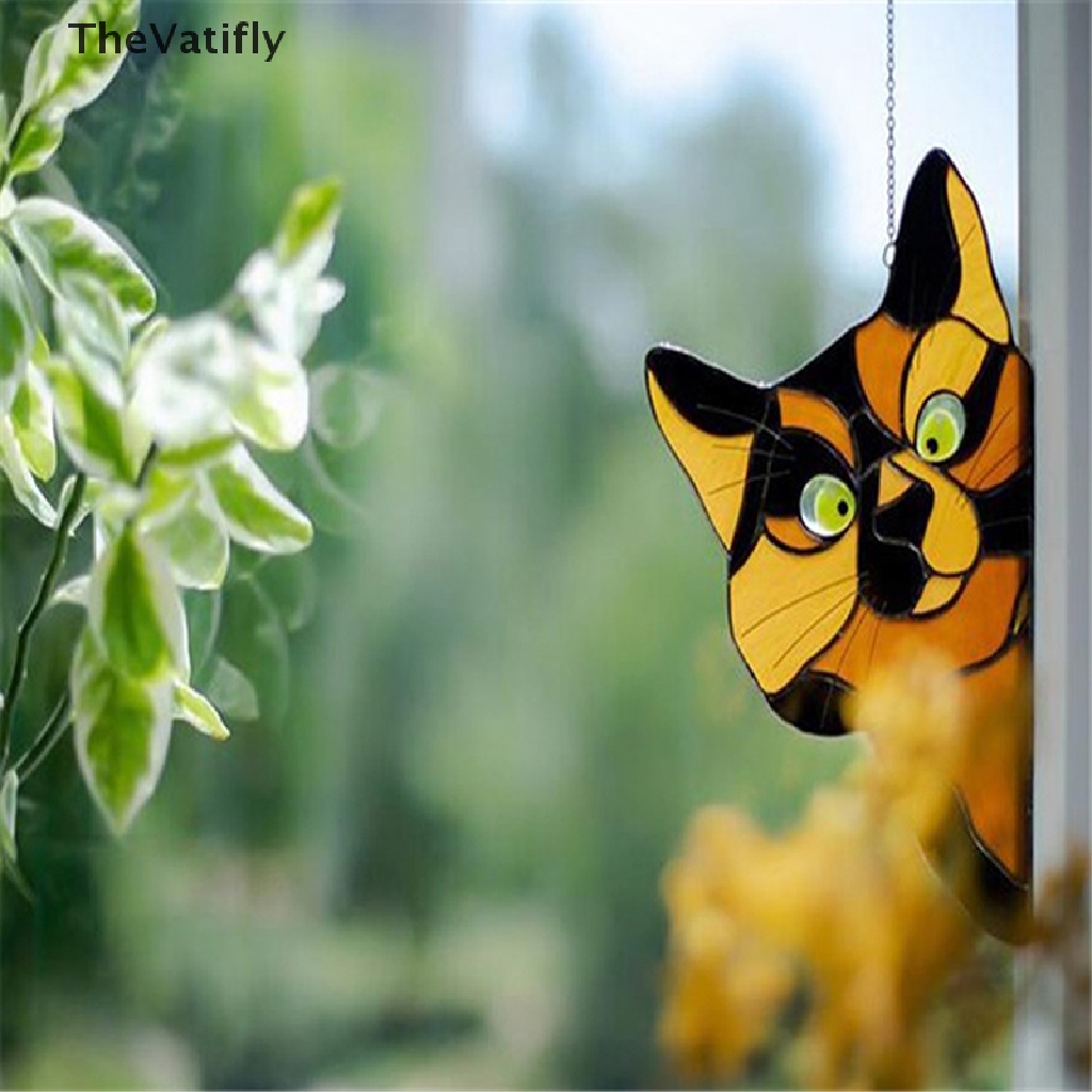 Mặt Dây Chuyền Thủy Tinh 3D Hình Mèo Peeking Có Giác Hút Gắn Tường