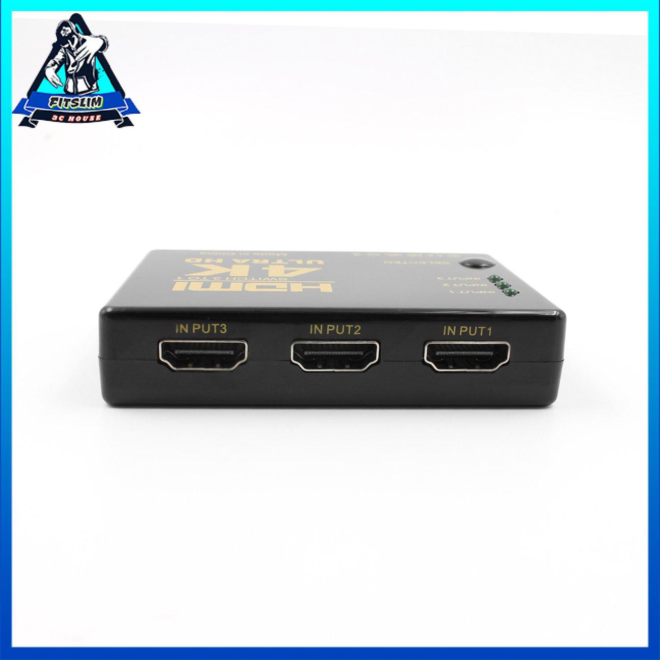 Công tắc chuyển đổi HDMI 3 đầu vào sang 1 đầu ra Bộ chia âm thanh video 4K Ultra HD