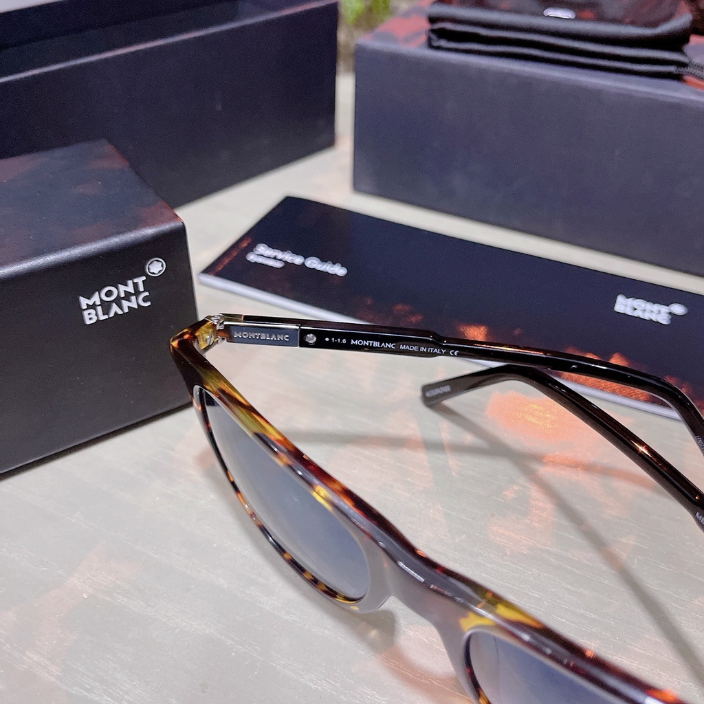 Kính mát MontBlanc mắt xanh, viền havana MB647S