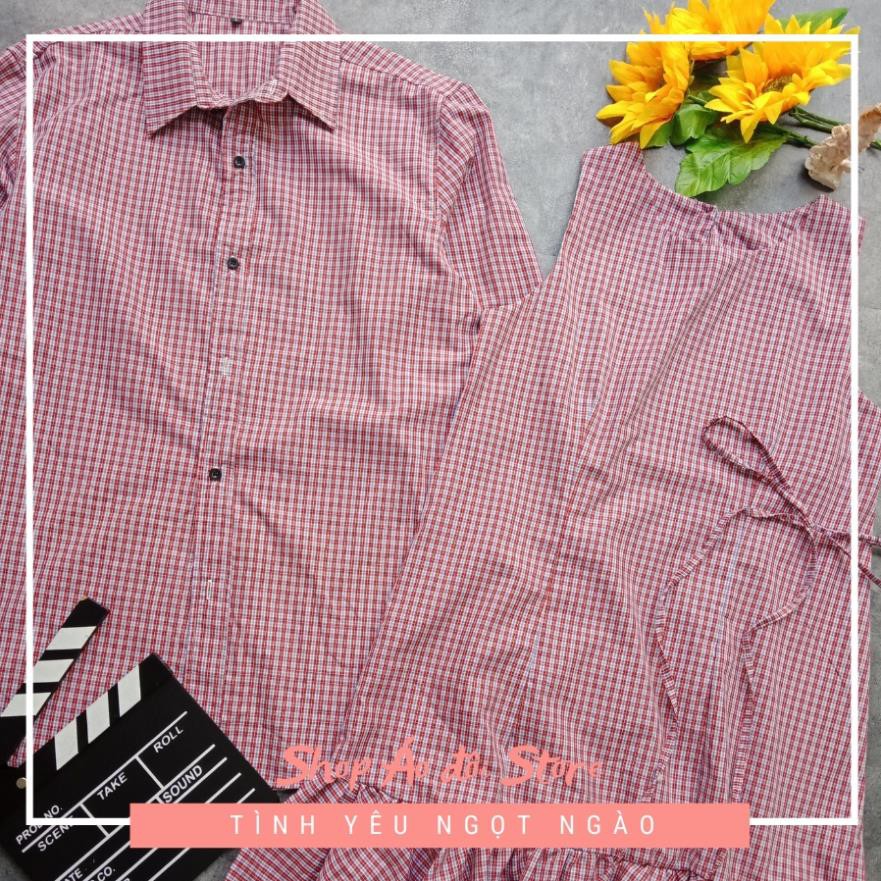 Bộ áo váy sơ mi cặp cao cấp, đồ đôi nam nữ  dễ thương, chất đẹp để chụp hình cưới, đi du lịch