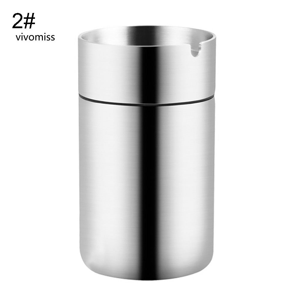 VVMS♥Stainless Steel Car Ashtray Windproof Smoking Cigarette Ash Holder Container