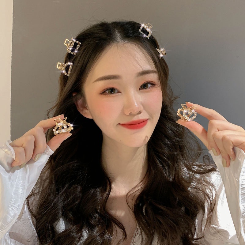 Kẹp càng cua bằng kim loại đính ngọc trai giả nhỏ xinh sang trọng