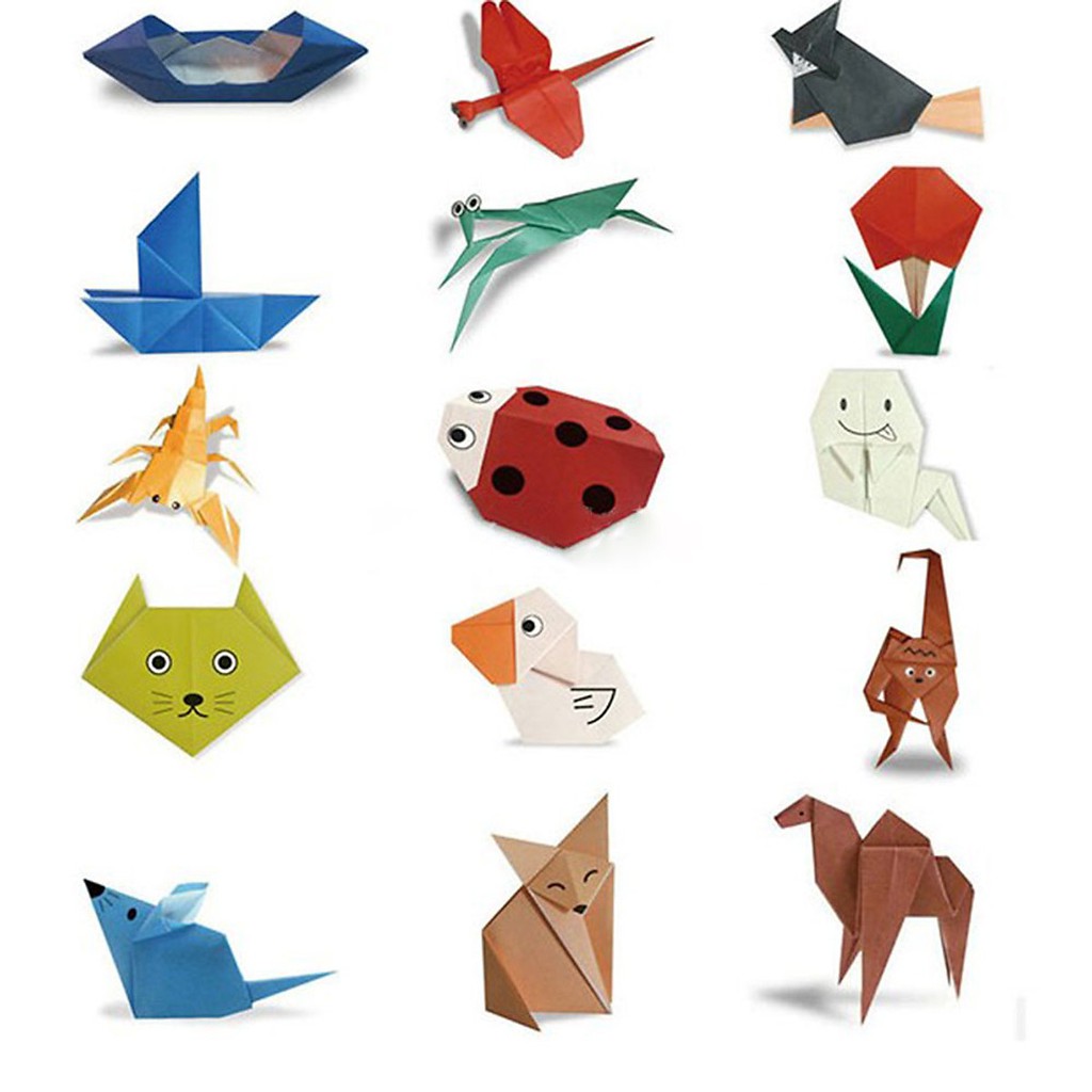 Giấy Gấp Origami, Giấy Thủ Công Gấp Hạc Hoa( 10 màu 100 tờ)- Nhiều kích thước lựa chọn