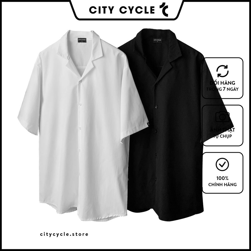 Áo sơ mi cổ vest ngắn tay City Cycle - áo sơ mi pijama cộc tay unisex form rộng Local brand