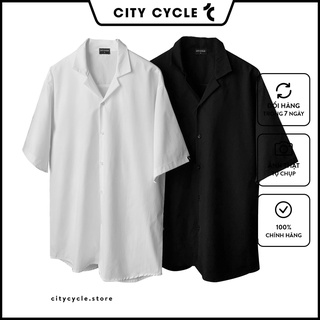 Áo sơ mi cổ vest ngắn tay City Cycle - áo sơ mi pijama cộc tay unisex form rộng Local brand