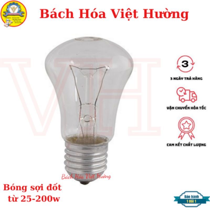 Bóng đèn sợi đốt đủ công suất 25w, 40w, 60w, 100w, 200w, bóng đèn dây tóc hình nấm, dùng cho đèn học, thắp sáng, sưởi ấm