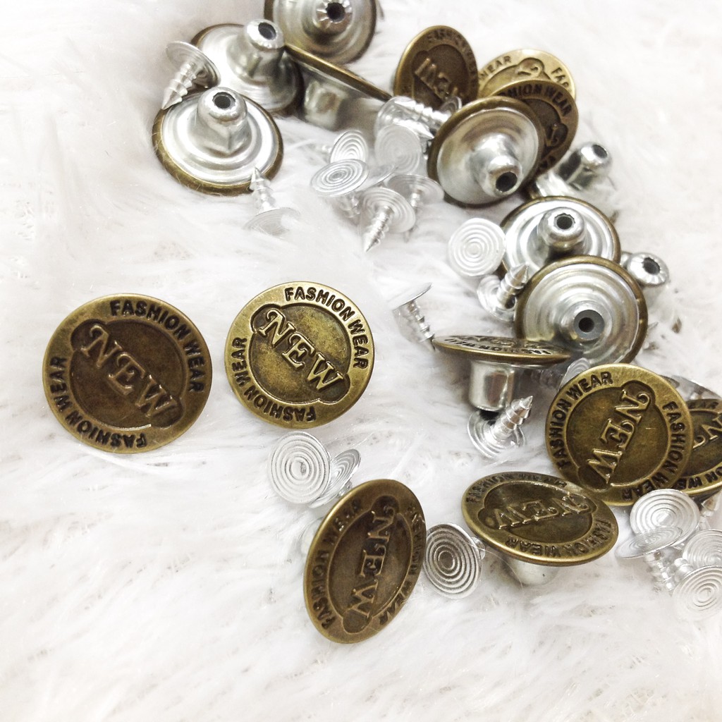 Cúc đóng quần jean Nút bấm áo phong cách denim size 1.7cm