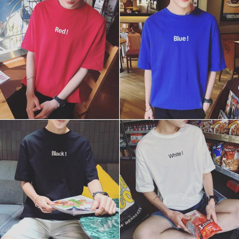 Áo T-shirt nam, tay lỡ, cổ tròn, cộc tay, họa tiết chữ cái, họa tiết in hoa, phù hợp cho mùa hè, kiểu dáng rộng rãi  ྇