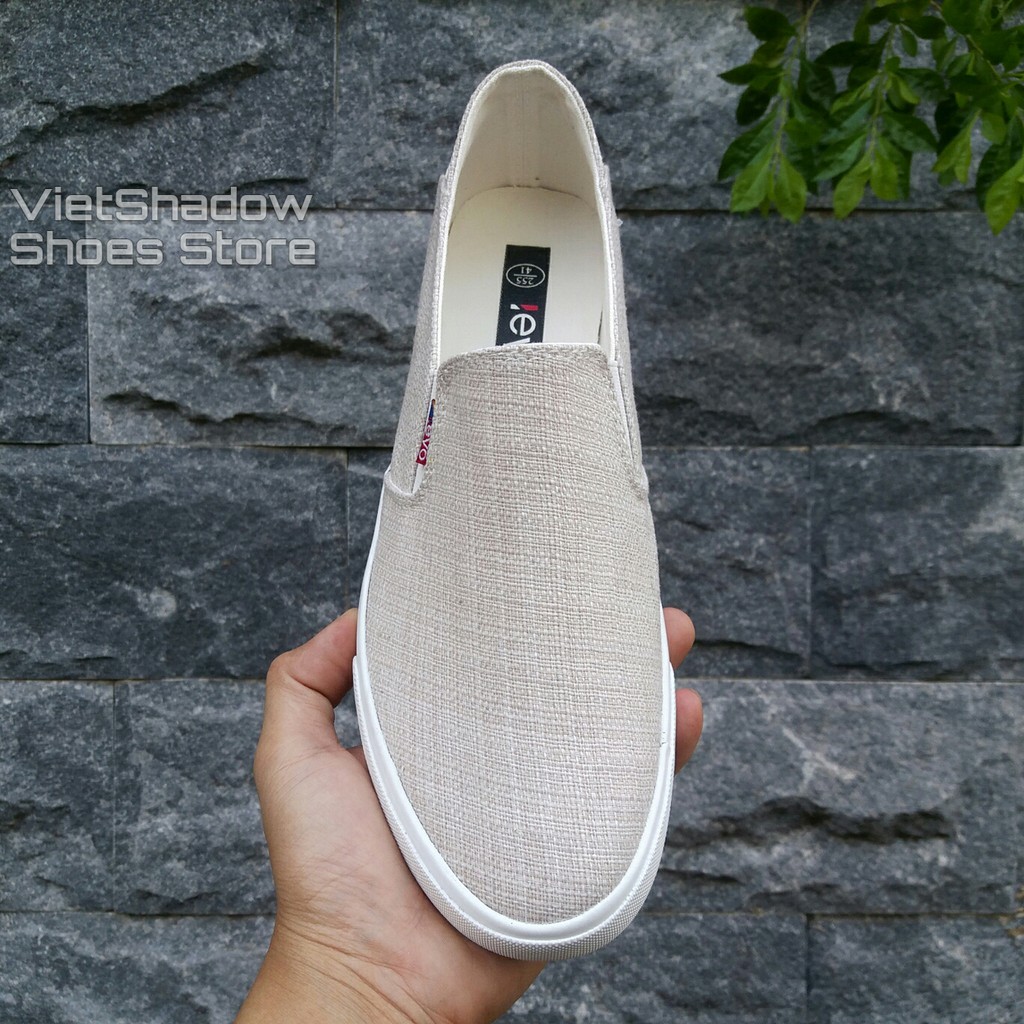 Slip on nam - Giày lười vải nam thương hiệu LEYO - Vải thô dệt sợi 2 màu - Mã SP A7200