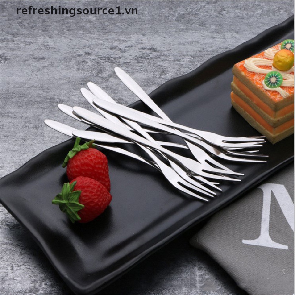 Bộ 6 nĩa ăn trái cây hai đầu bằng thép không gỉ sáng tạo tiện lợi