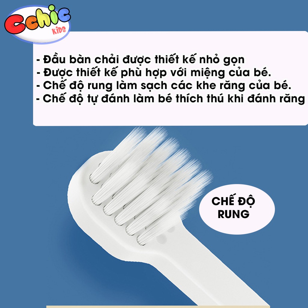 Bàn chải điện thông minh, máy(bót) đánh răng tự động tạo bọt với đầu bàn chải sợi lông siêu mêm cho bé từ 3 đến 13 tuổi