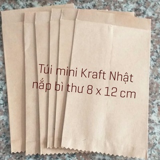 Combo 100 túi giấy kraft Nhật mini 8 x 12 cm đáy bì thư