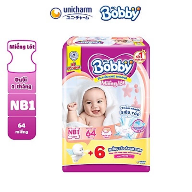 Miếng Lót Sơ Sinh Bobby Newborn 1 64 Miếng / Tặng 6 Miếng Tã Dán