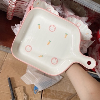 Sét bát gấu hồng siêu xinh decor trang trí bàn ăn, bát ăn cơm hoạ tiết thỏ cà rốt cực xinh yêu