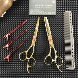 Kéo Cắt Tóc Tỉa Tóc Kasho Nhật Bản Cao Cấp+Tặng Kèm Bao Da Đựng Kéo Và Lược Tony&Guy