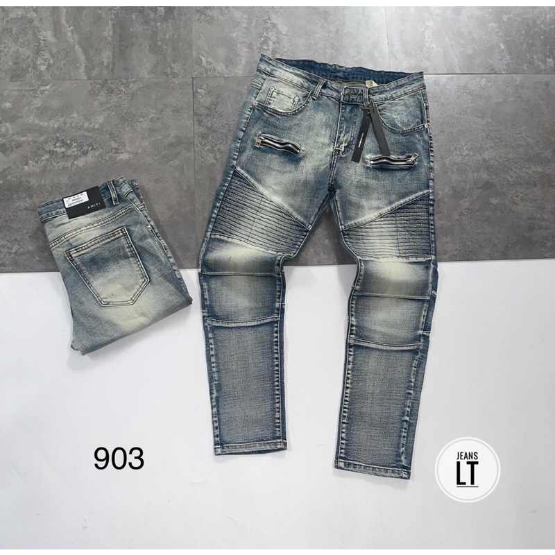 Quần Jean Biker Xoắn Ống