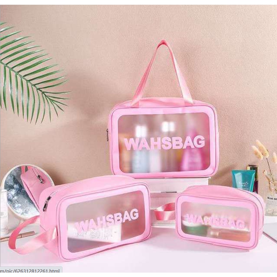 [Hàng mới về] Túi đựng mỹ phẩm bằng da PU trong suốt chống nước phong cách Hàn Quốc đa năng tiện lợi khi đi du lịch