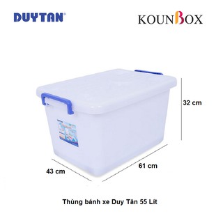 Thùng Nhựa Duy Tân Có Bánh Xe 55 Lít No.748 Kích thước : 61 x 43 x 32 cm