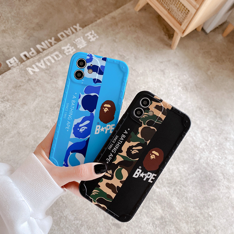 Ốp điện thoại nhám nền họa tiết Bape cho Iphone 13 11 12 Pro Max Xs Max XR 7 8 se2020 8Plus