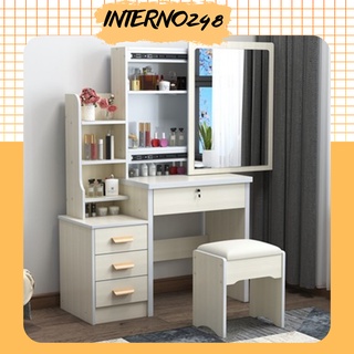 Bàn trang điểm gỗ đài loan , bàn phấn trang điểm kèm ghế interno hiện đại tiện lợi